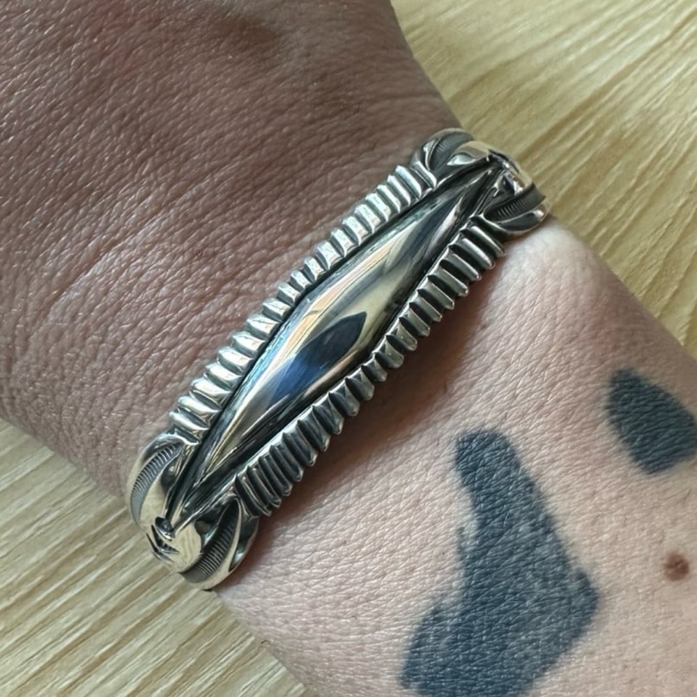 Sterling silver stamped cuff bracelet
